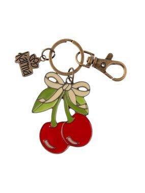 Karma Modern Red Cherries Enamel Keychain NWT